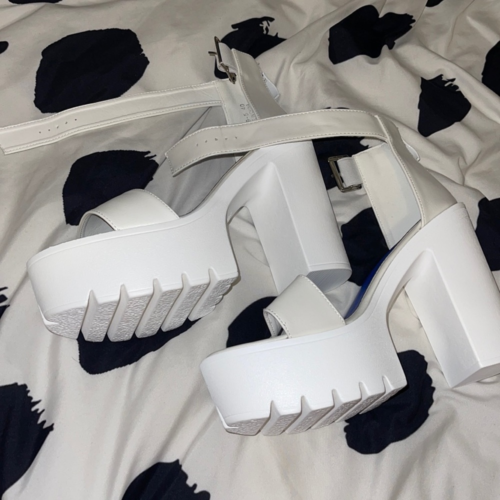 White platform sandals
